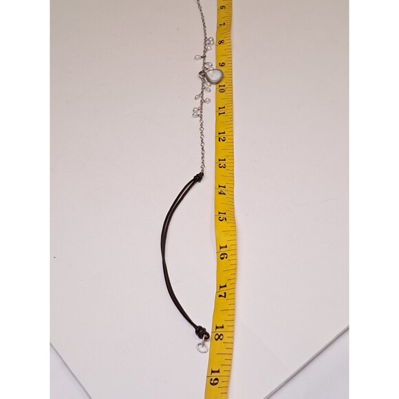 Peyote Bird Teardrop Moonstone Pearls Silver Chain Leather Cord Necklace 19" NWT - Picture 8 of 8